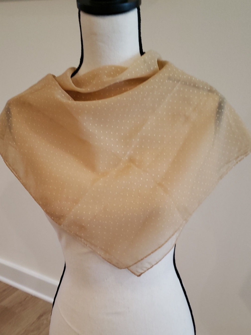 Classic Sheer Tan Polka Dot Swiss Dot Women's Scarf  Fall